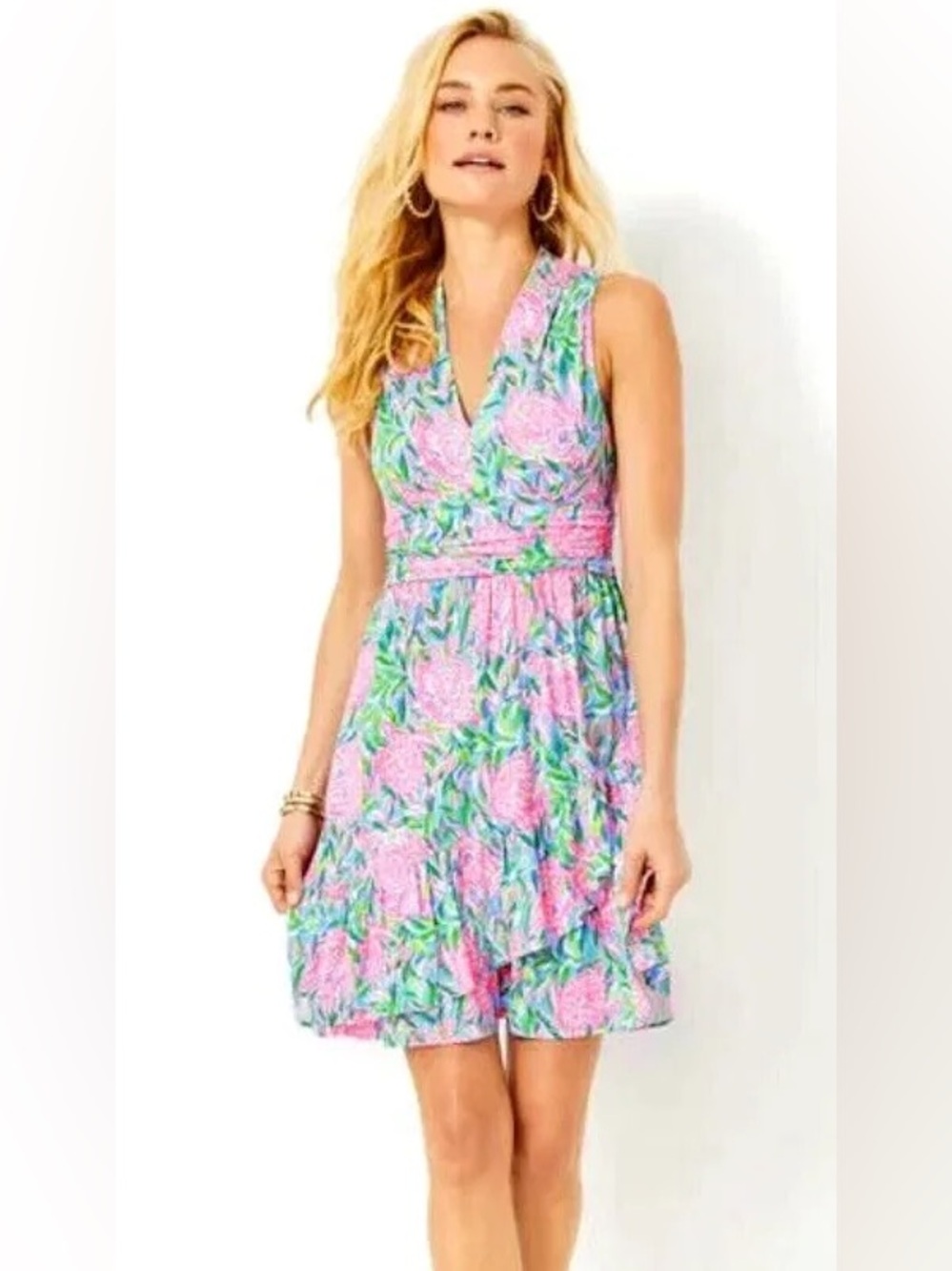 Lilly Pulitzer Annalise V-Neck Dress - Frenchie Blue Turtley in Love - Size XXS